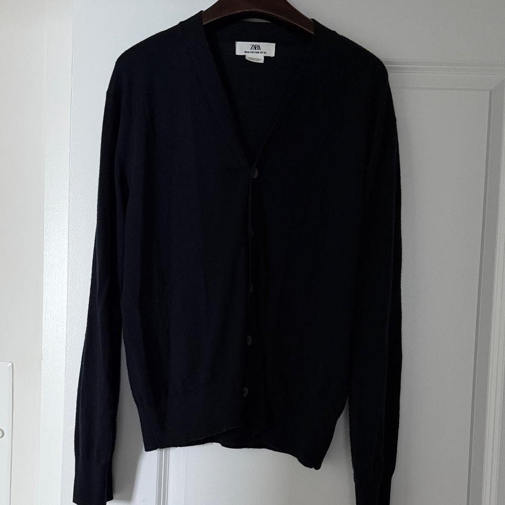 Zara Men's Dark Cardigan Sweater
